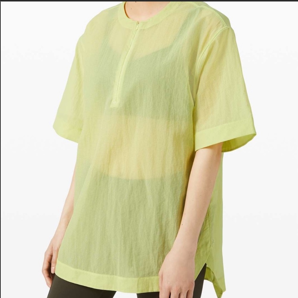 Lululemon Clear Intention Shear Mesh Top Shirt Size 4 Lemon